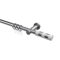 GARDINENSTANGE Platon Mavell 280 cm (geteilt in 2 x 140 cm), 1-läufig, 20 mm Ø Chrom - Chromfarben/Weiß, Metall (280cm) - INTERDECO