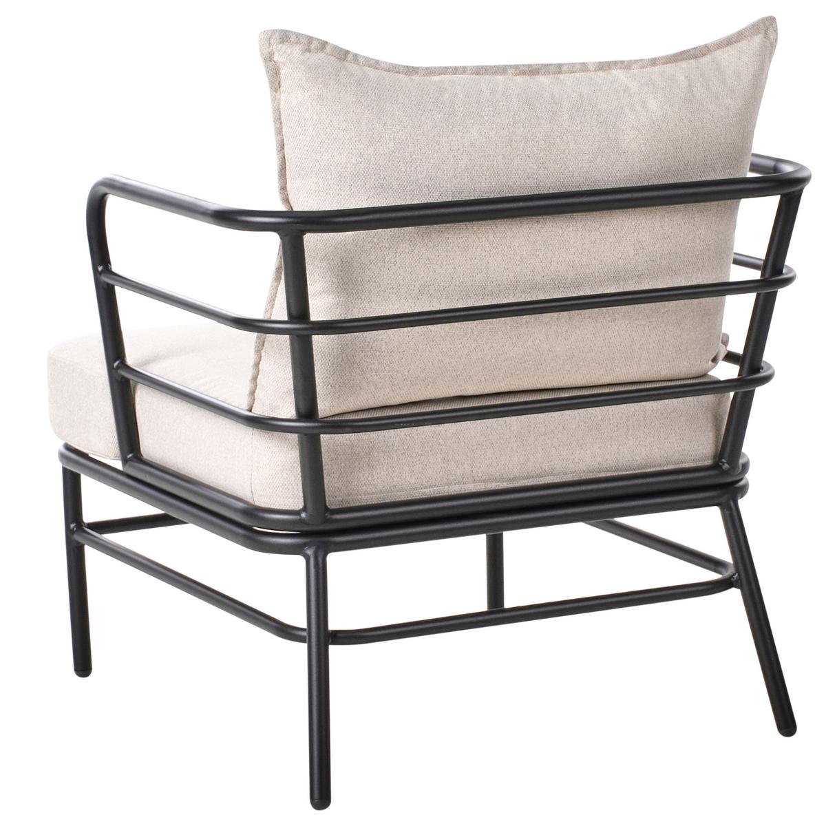 GARTENSOFA Set 5-Sitzer Metall Hellbeige Ponzone - Beige/Schwarz, Metall (196/80/79cm) - Beliani