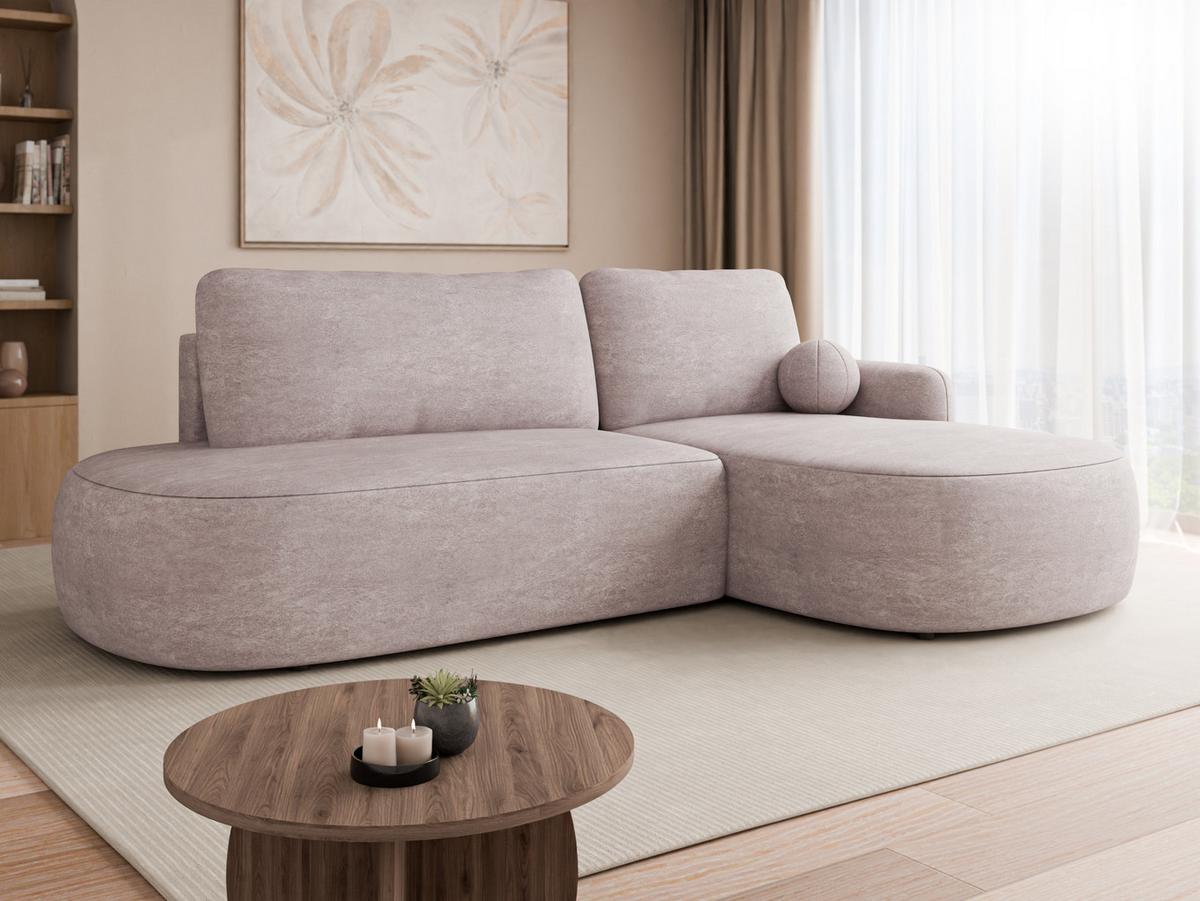 ECKSOFA Loridu O Premium, Seite: Rechts - Hellrosa/Schwarz, Holz/Kunststoff (174/274cm) - MIRJAN24