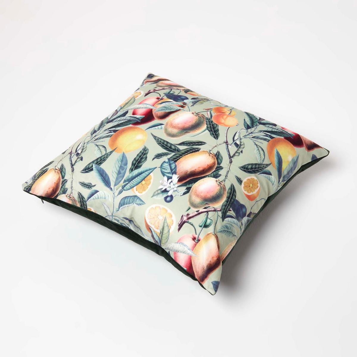 KISSENHÜLLE Samt 46/46 cm – Tropische Früchte - Multicolor, Textil (46/46cm) - Homescapes