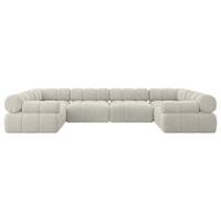 WOHNLANDSCHAFT modulares Sofa Birno-U2 - 380x190x70 cm Creme Cord - Hellgrau/Creme, Holzwerkstoff/Textil (380/70/190cm) - ALTDECOR
