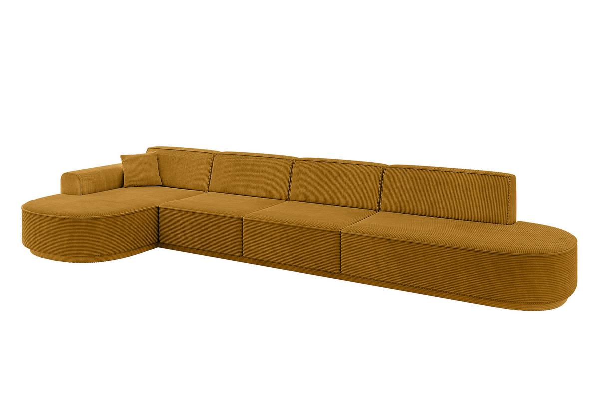 ECKSOFA Ottomane Links MARI-L3 - 413x171x79 cm Senfgelb Cord - Gelb/Schwarz, Holzwerkstoff/Kunststoff (165/406cm) - ALTDECOR