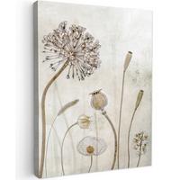 LEINWANDBILD Blumen - Aquarell - Stilleben - Braun - Vintage Room Decor 30x40 cm - Beige, Textil (30/40cm) - MuchoWow