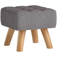 FUSSHOCKER Hocker Moderner Sitzhocker mit Leinenoptik, Holzbeine, Grau - Grau, Kunststoff (27/26/27cm) - HOMCOM