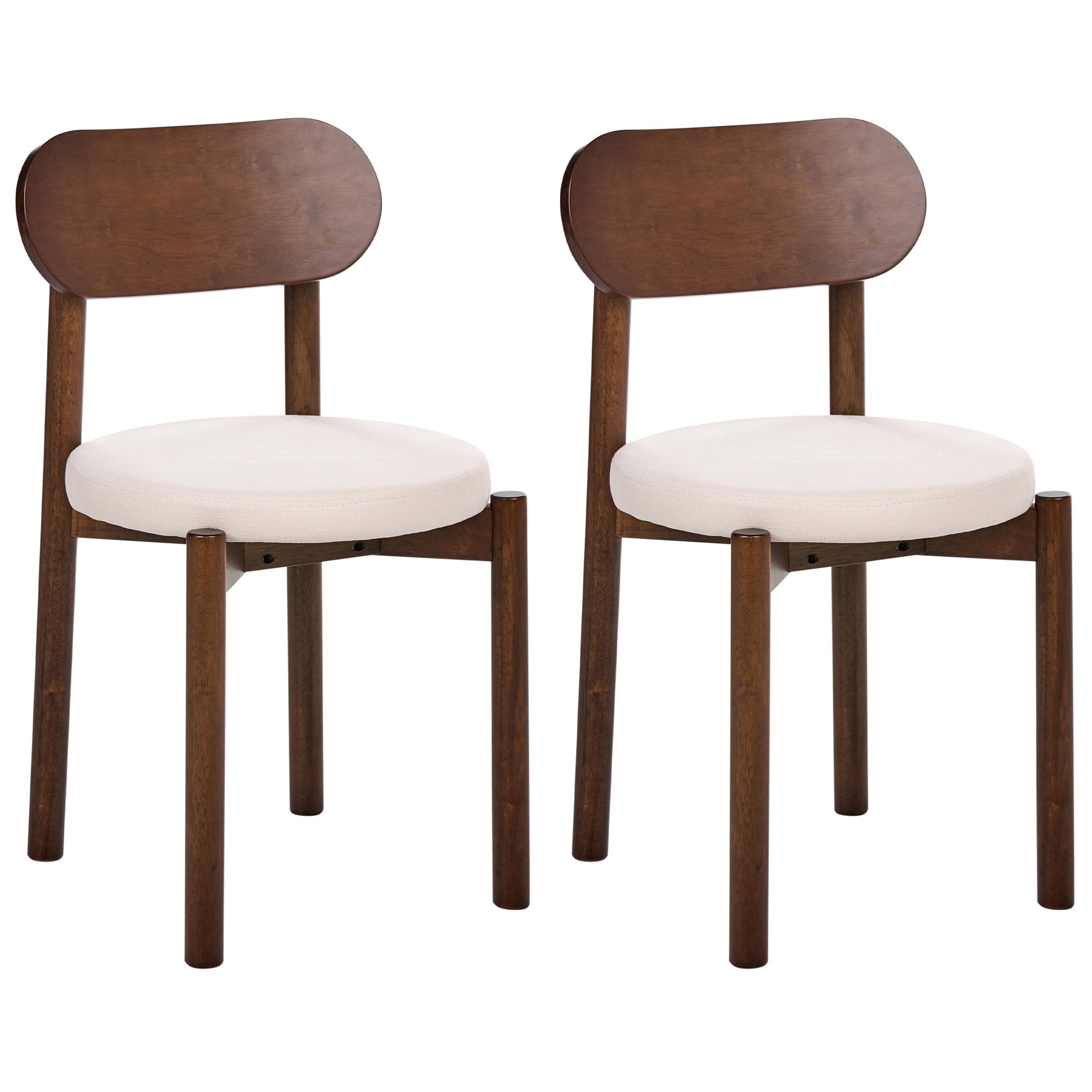 ESSZIMMERSTUHL 2er-Set Holz Braun/Hellbeige Paulina - Beige, Textil (44/79/45cm) - Beliani