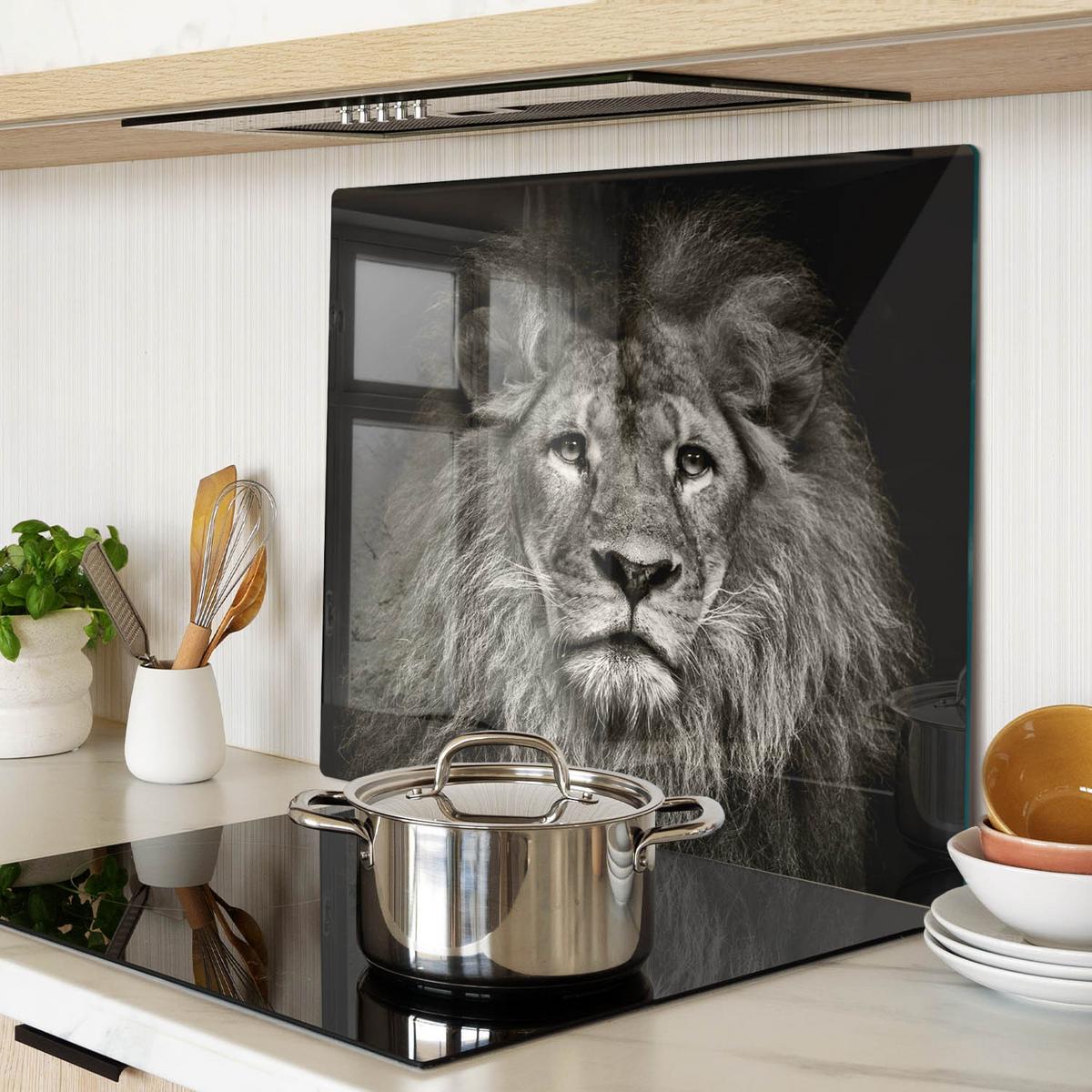 GLASPLATTE 60x52 cm Löwe - Braun/Hellgrün, Glas (60/0.4/52cm) - TULUP