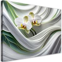 LEINWANDBILD Orchidee abstrakt 3D 90x60cm - Weiß, Textil (90/60cm) - Feeby