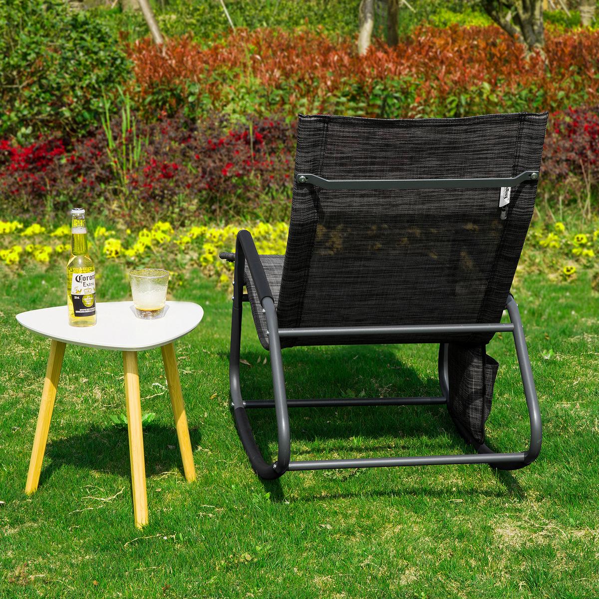 SONNENLIEGE Schwarz - Schwarz, Metall (145/85/57cm) - SoBuy