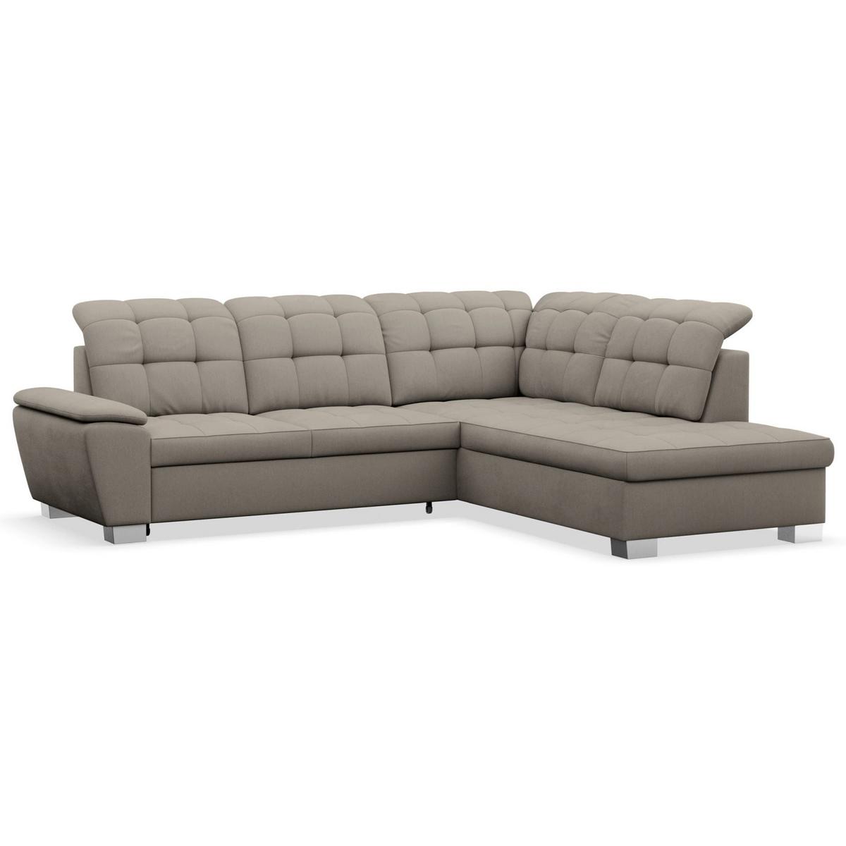 ECKSOFA Jamaal Taupe rechtsseitig - Taupe/Schwarz, Textil (212/258cm) - Selsey