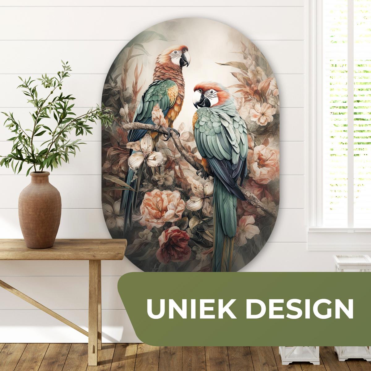 WANDBILD Papageien - Vögel - Natur - Blumen Deko Groß 80x120 cm - Baltimorefarben, Kunststoff (80/120cm) - MuchoWow