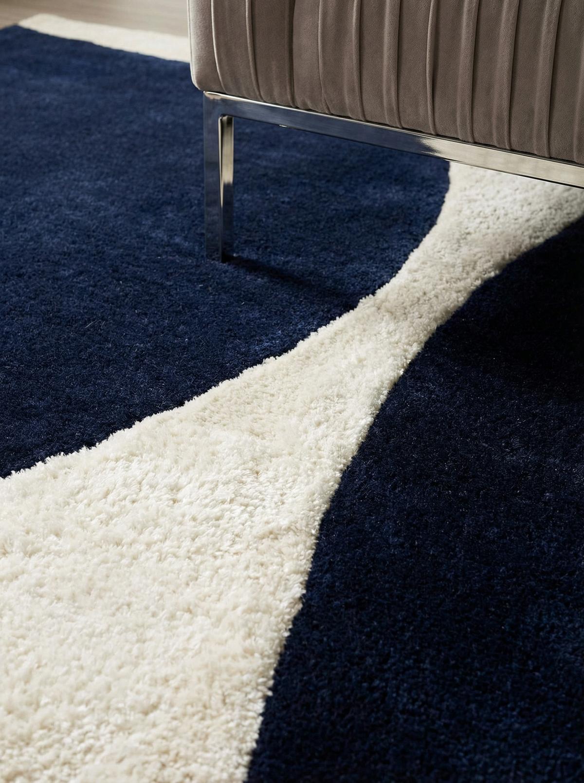 WOLLTEPPICH HULL-Tickton, abstrakt, Dunkelblau, 200 x 300 cm - Blau, Textil (300/200cm) - KADIMA DESIGN