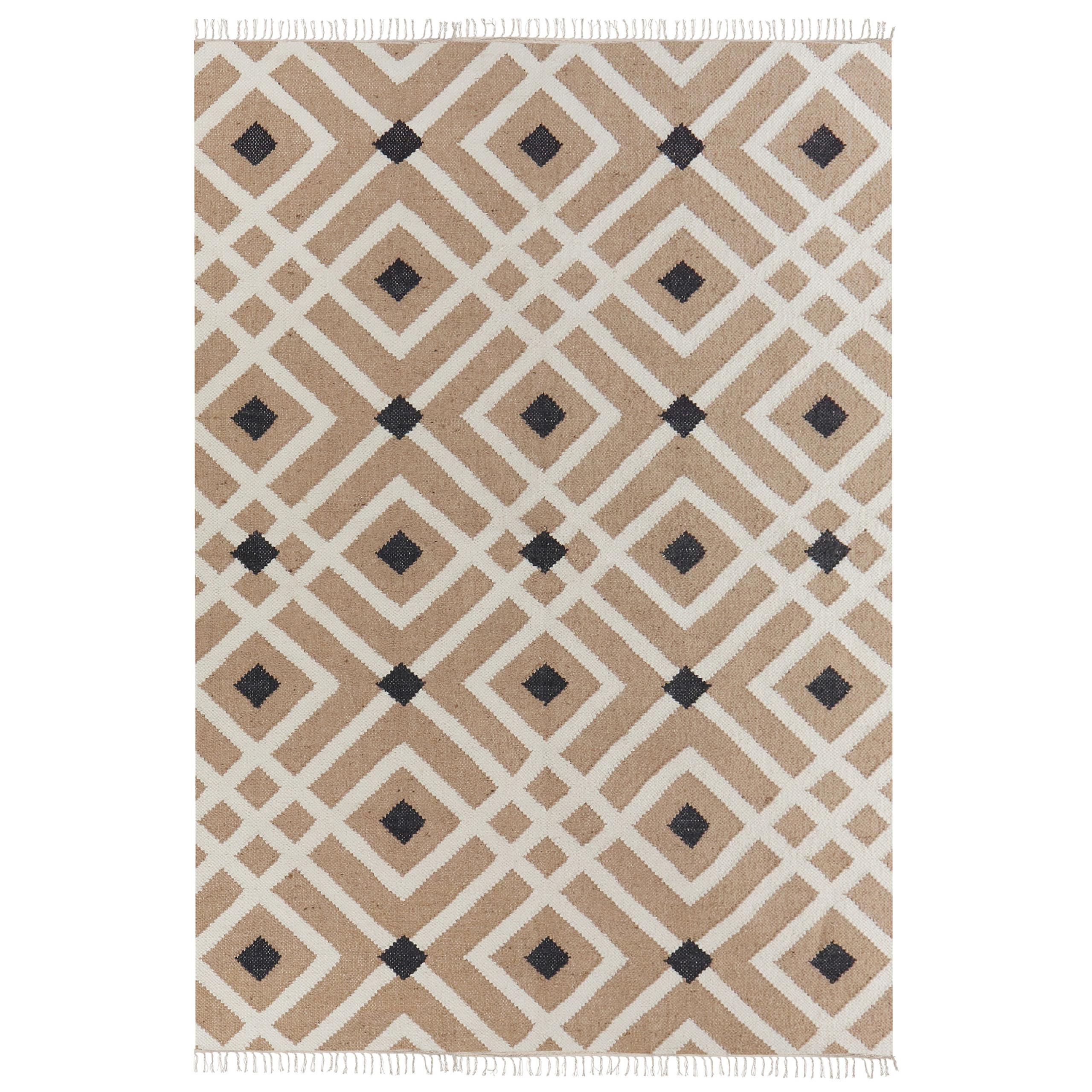 TEPPICH geflochten Beige 160/230 cm Esencik - Beige/Schwarz, Naturmaterialien (160/230cm) - Beliani