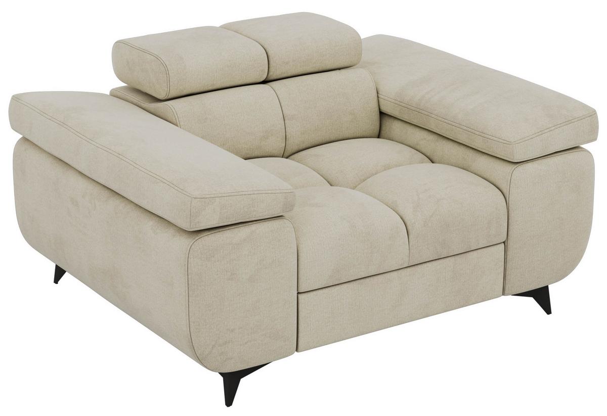SESSEL NIDELLO - Beige Velvet - Beige/Schwarz, Textil/Metall (130/70/97cm) - MKS