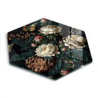 GLASPLATTE 40 cm Vintage Pfingstrosen Blumen - Multicolor, Glas (40/40cm) - Wallfluent