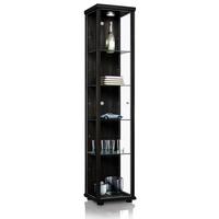GLASVITRINE 33/37/176 cm mit LED & 4 höhenverstellbaren Glasböden - Transparent/Silberfarben, Glas/Holzwerkstoff (37/176/33cm) - K-Möbel