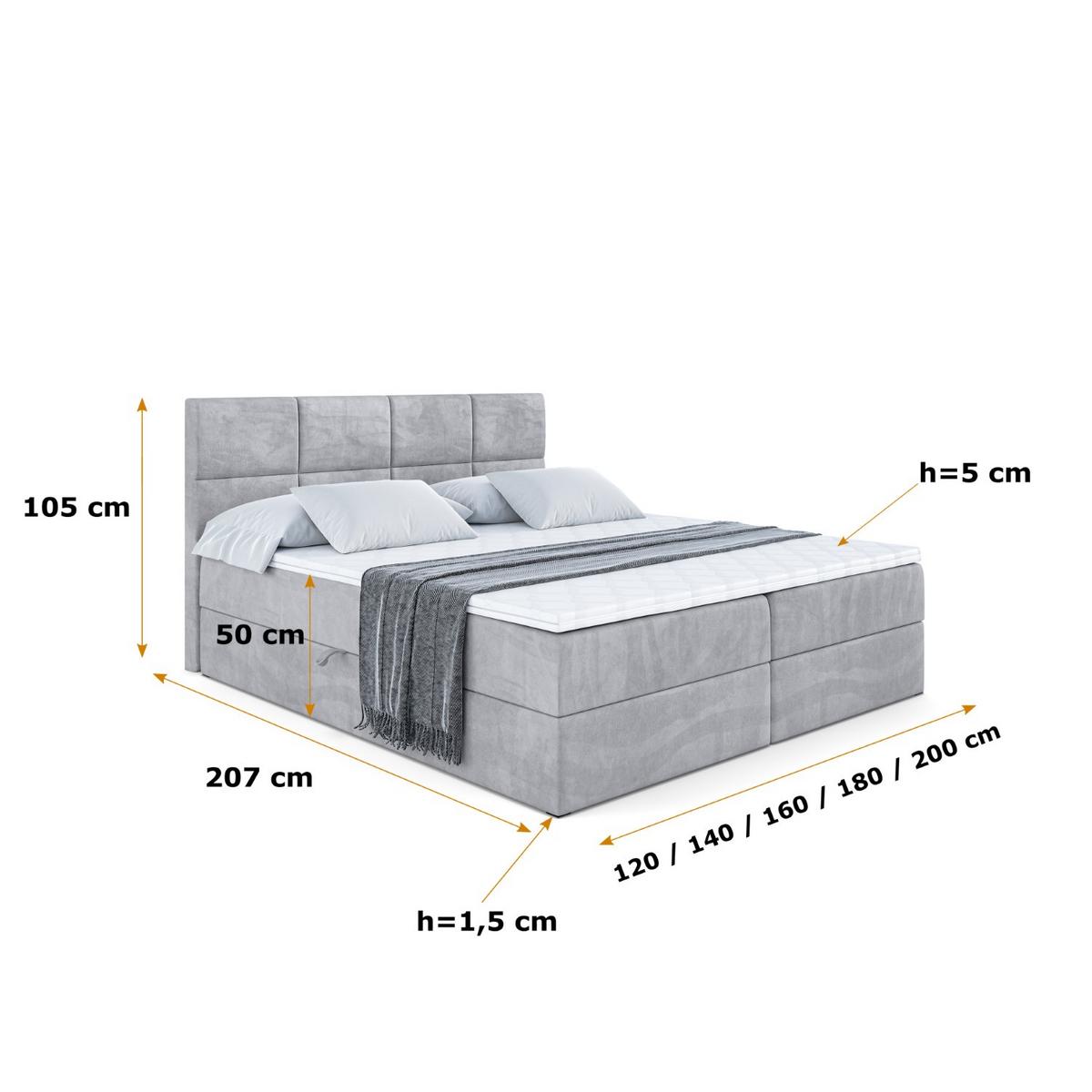 BOXBETT mit Matratze H3 und Lattenrost - ARDENI - 180x200 cm Hellgrau - Hellgrau, Holzwerkstoff (180/200cm) - ALTDECOR