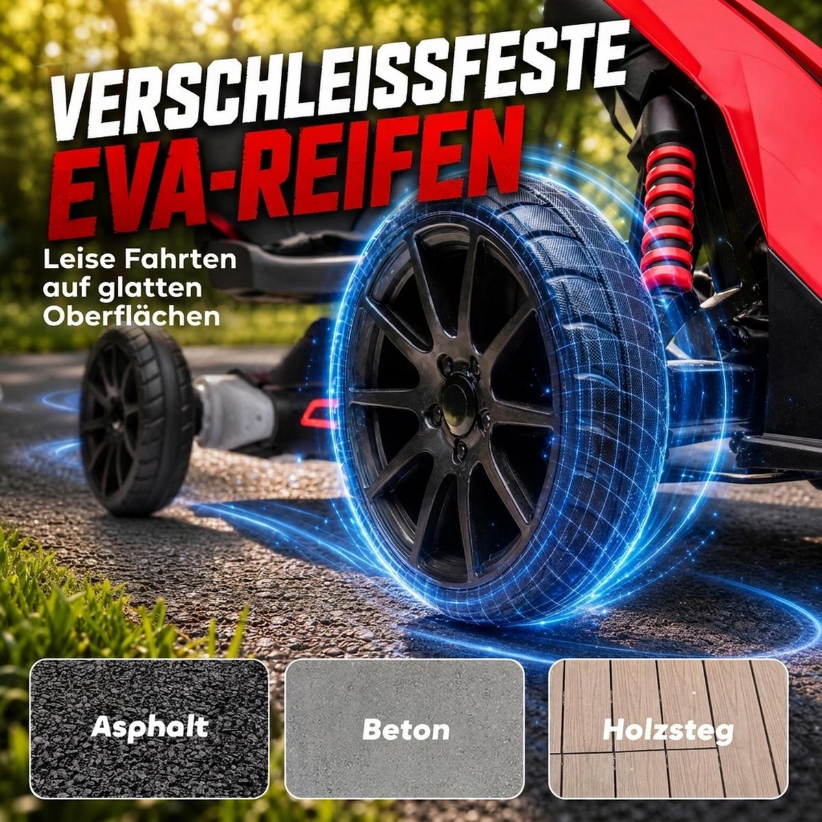 KINDER-ELEKTRO-GOKART Kunststoff Metall Rot - Rot, Kunststoff (100/58/58.5cm) - HOMCOM