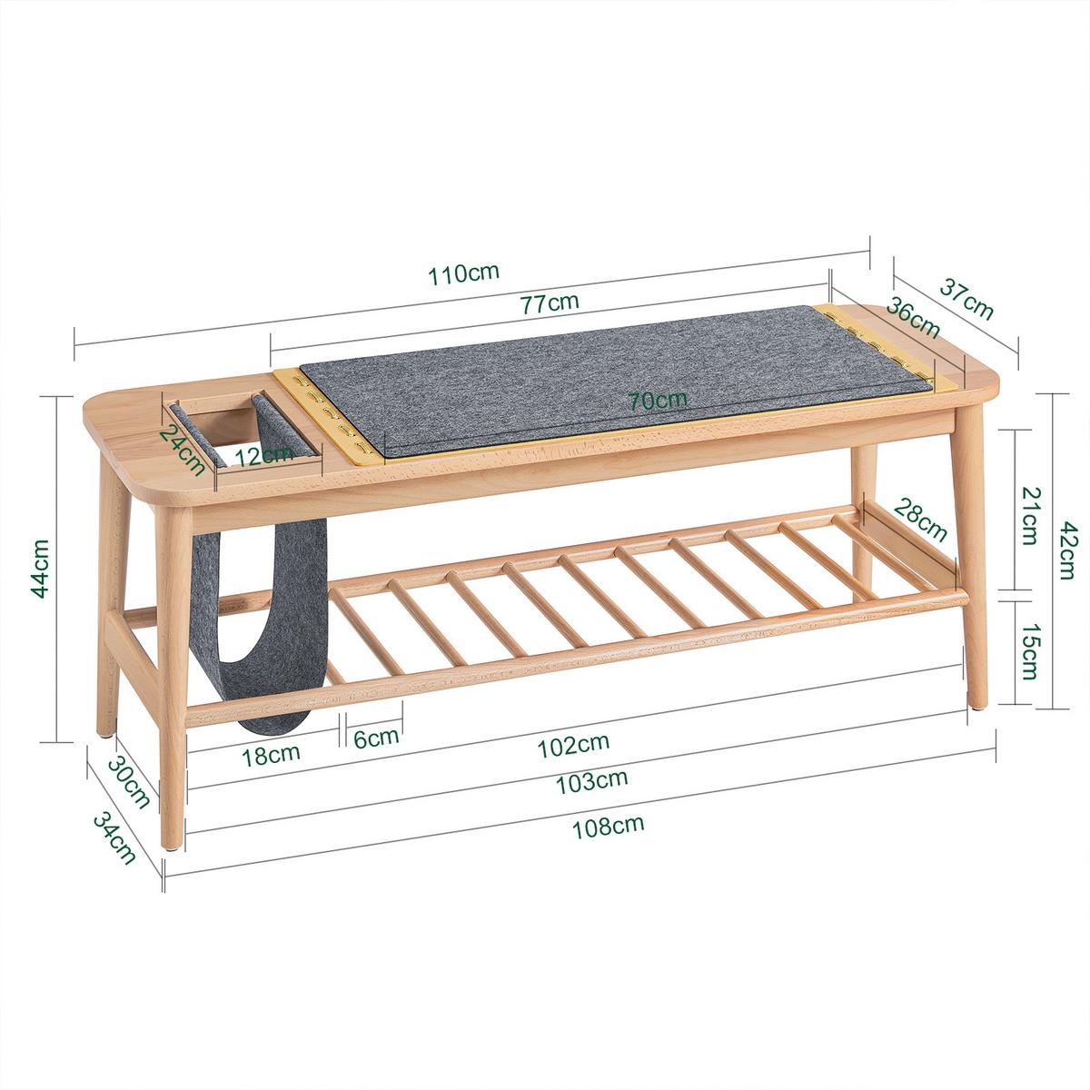 SCHUHREGAL mit Zapfenverbindungen Natur - Naturfarben, Holz/Holzwerkstoff (110/44/37cm) - SoBuy