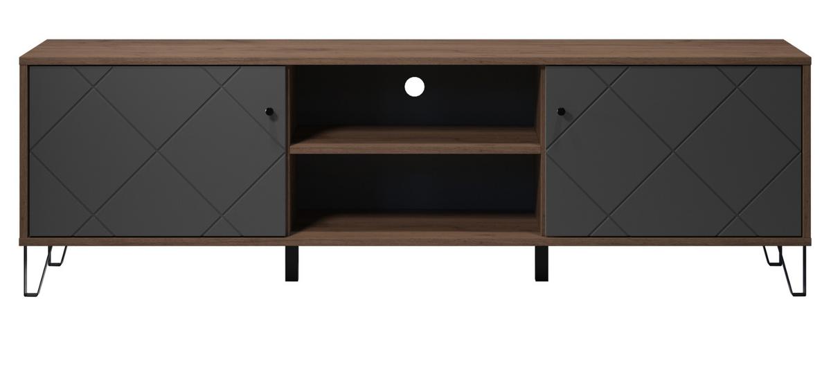 TV-LOWBOARD Graphite grau, Eiche Kraft Gold 186 x 56 cm, TV Unterteil mit Soft-Close - Eichefarben/Schwarz, Holzwerkstoff/Kunststoff (186/56/40cm) - Top.Furn