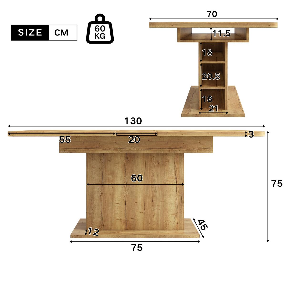 TISCHGRUPPE 5-teilig Kompakter Esstisch 110–130 cm mit Regal-Stauraum & 4 Stühle - Schwarz/Eiche San Remo, Holzwerkstoff/Textil (130/75/70cm) - Urban Meuble