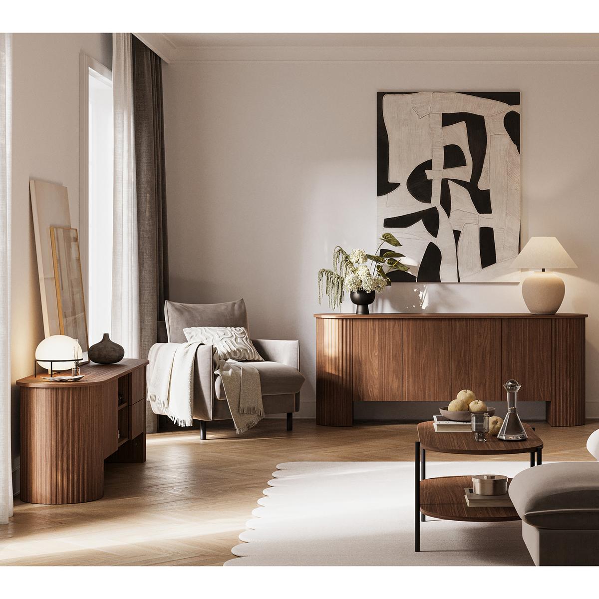 COUCHTISCH Carlo mit Metallfüße 110×50 cm, Walnuss - Walnussfarben, Holzwerkstoff (50/110/46cm) - Beautysofa