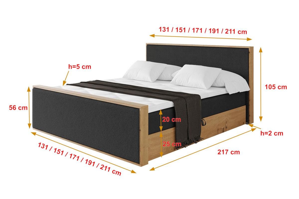BOXBETT LOLLI9 -Z 120x200 - H3 Schwarz - Schwarz Hochglanz, Holzwerkstoff (120/200cm) - ALTDECOR