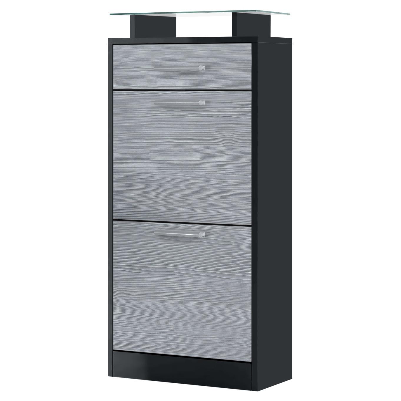 SCHUHSCHRANK Loret Front in Avola-Anthrazit - Anthrazit, Holzwerkstoff (46/104/23cm) - Vladon