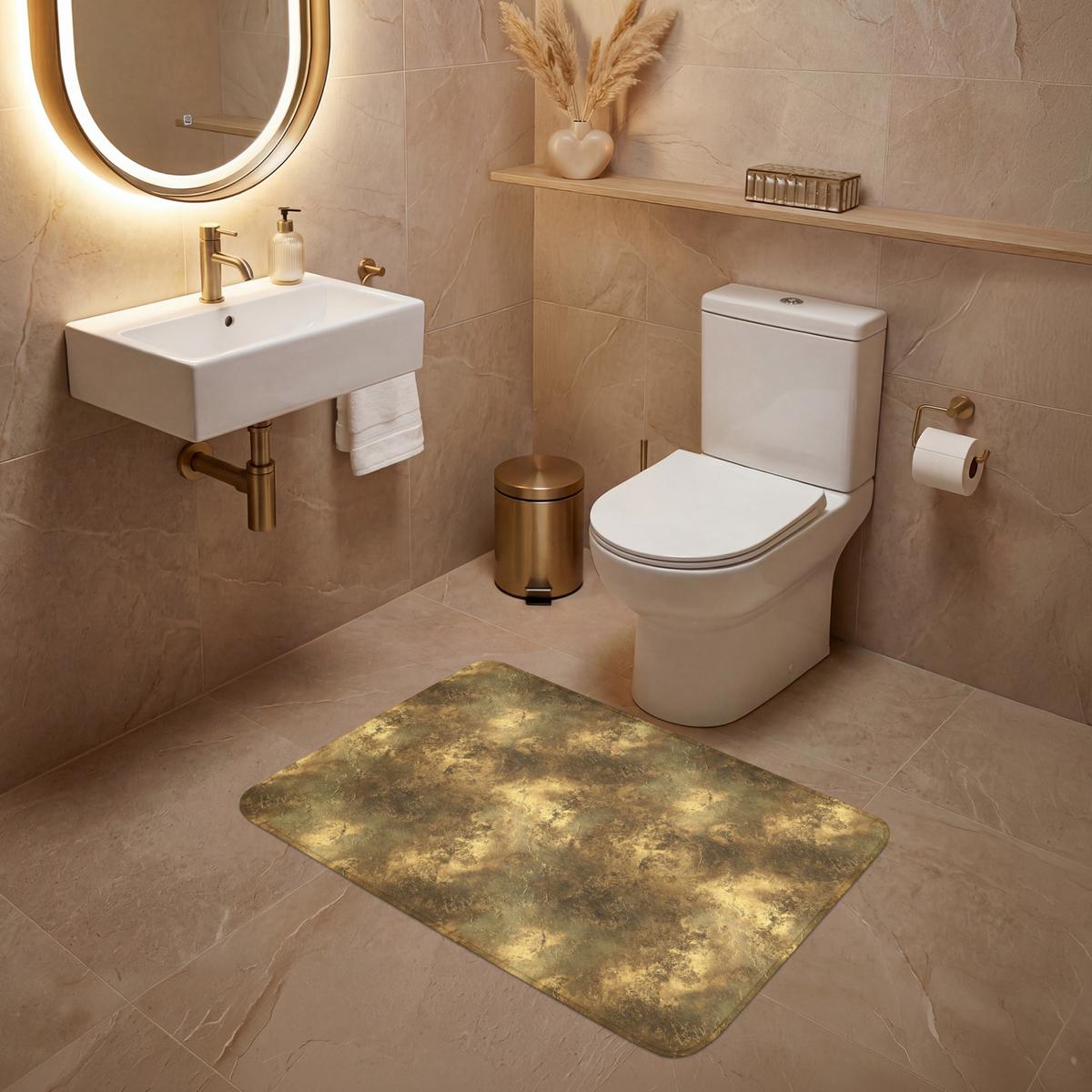 WC-VORLEGER Antik - Metallic-Look - Gold Toilettenteppich 90x60 cm - Goldfarben, Textil (90/1cm) - OnlyWow