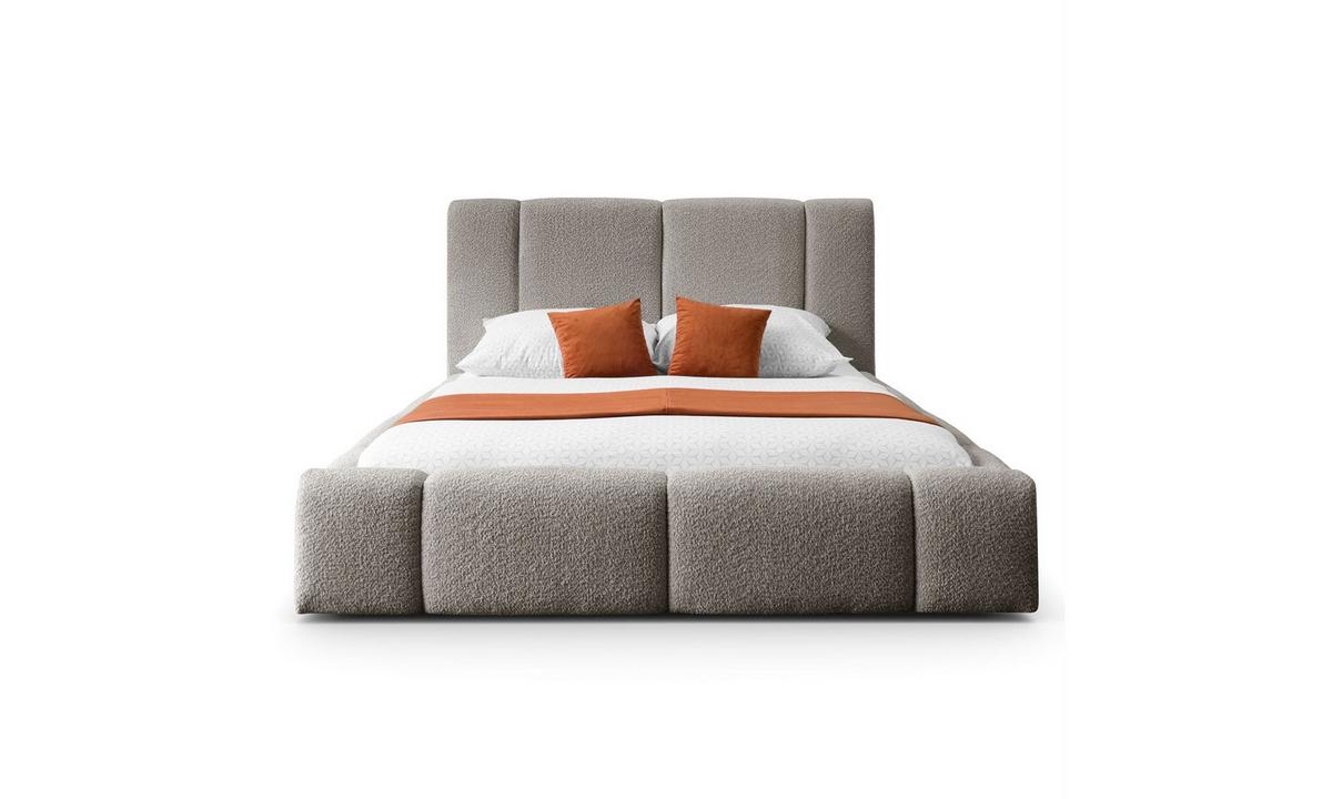 POLSTERBETT ELENA 160x200 cm Hellbraun (Anthology 6), 34 Holzlatten, Kopfteil 108 cm - Braun, Textil (160/200cm) - Lookway