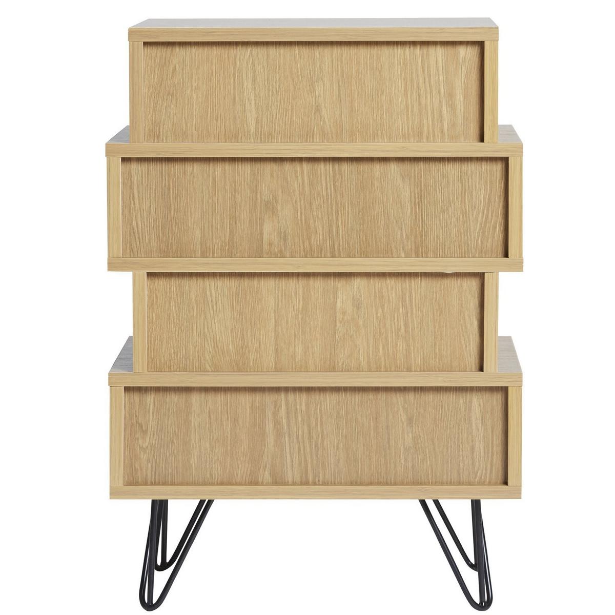 NACHTTISCH Buddha 4 Schubladen - Multicolor, Holzwerkstoff/Metall (45/65/30cm) - VS Venta-stock