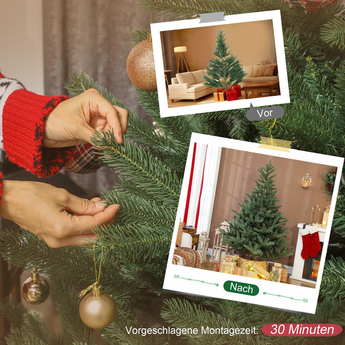 WEIHNACHTSBAUM künstlich 180cm Christbaum mit dichten Zweigen Metallständer - Grün, Kunststoff (180cm) - HOMCOM