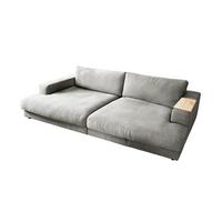 BIG SOFA MIT TABLETT MADELINE Silber Webstoff - Silberfarben/Schwarz, Kunststoff/Textil (290/85/170cm) - KAWOLA
