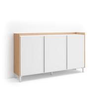 SIDEBOARD, Weiß und Eiche, 156/35/91cm, mit Beinen - Weiß, Holzwerkstoff (156/91/35cm) - Skraut Home