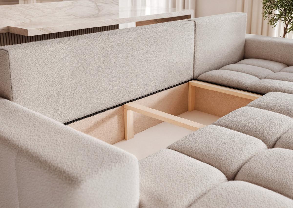ECKSOFA OFI mit Schlaffunktion und Bettkasten Hellgrau - Hellgrau, Holzwerkstoff/Kunststoff (248/145cm) - Idohome