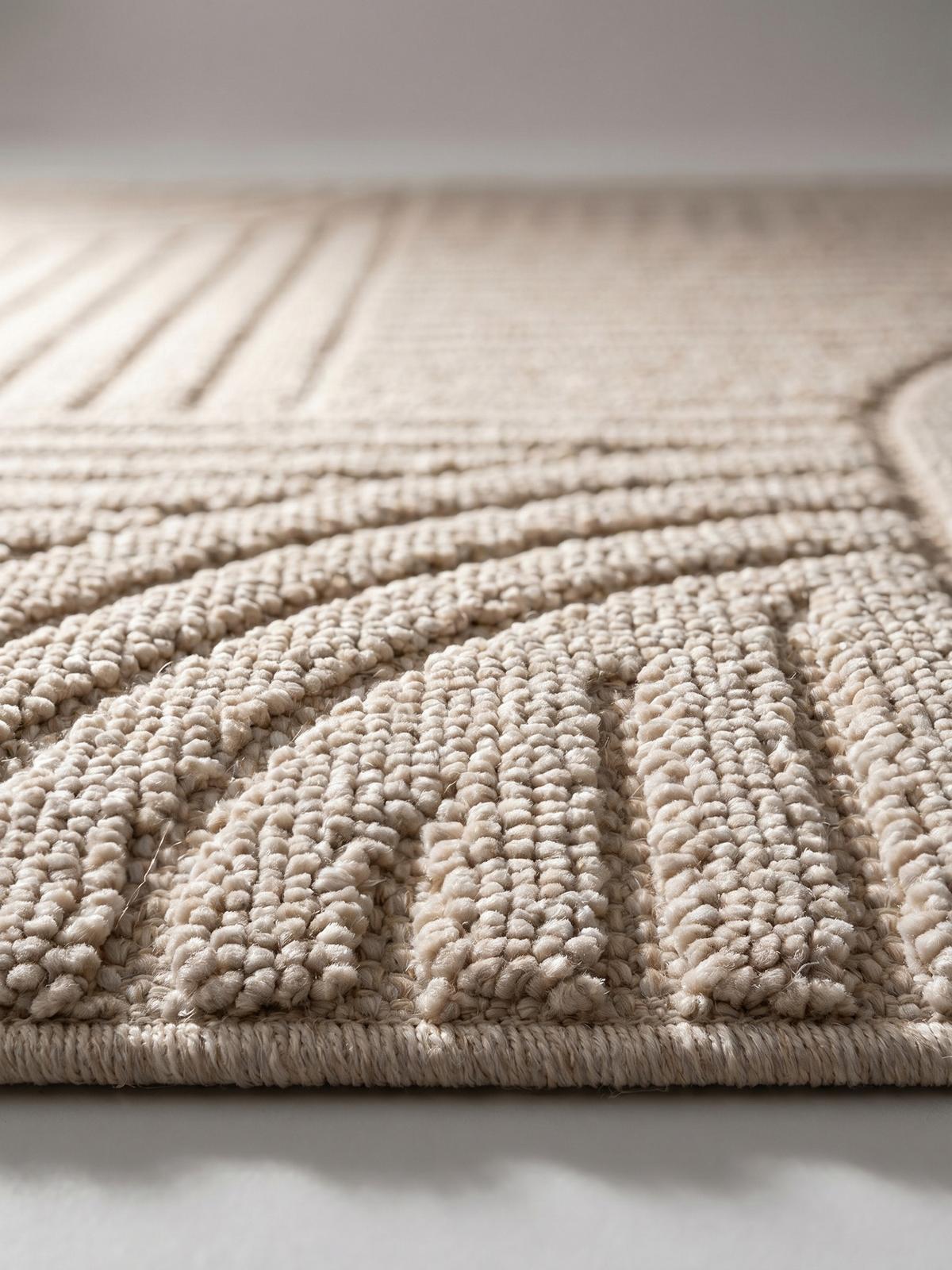 TEPPICH Flachgewebe LANGAU in Beige, mit geometrischen Bögen, 80 x 250 cm - Beige, Textil (250/80cm) - KADIMA DESIGN