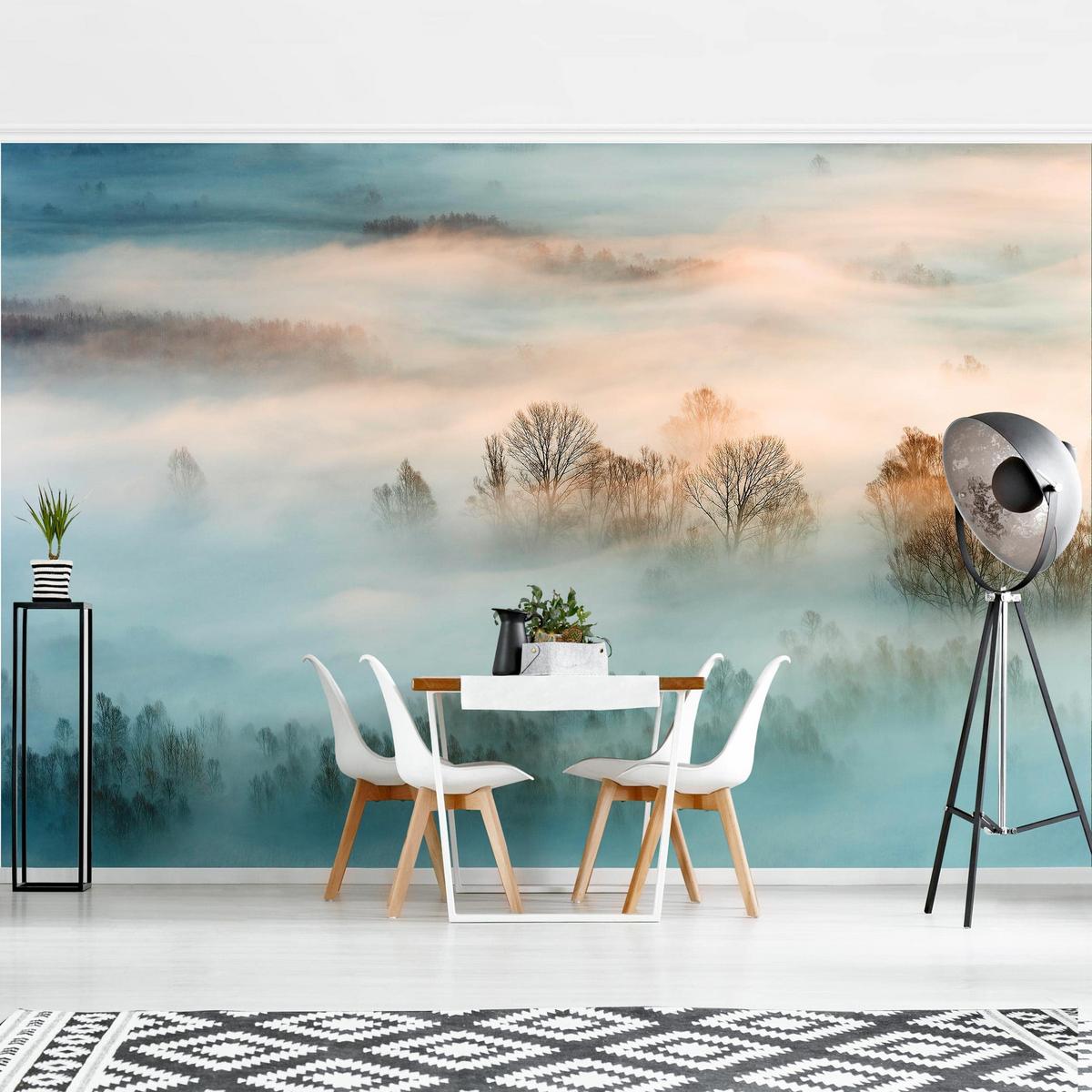 FOTOTAPETE Nebel bei Sonnenaufgang 288/190 cm - Eichefarben, Papier (288/190cm) - Bilderwelten