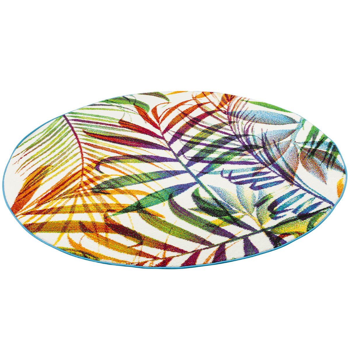 DESIGNER TEPPICH FARO TROPICAL BUNTE ZWEIGE RUND - Multicolor, Textil (200/200cm) - Pergamon