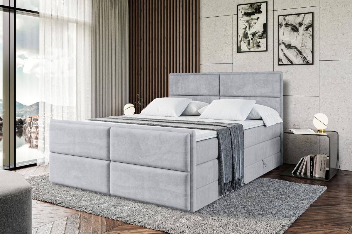 BOXSPRINGBETT AURA-Z KING - 120 x 200 - H3/H4 - Hellgrau - Hellgrau, Holzwerkstoff (120/200cm) - ALTDECOR