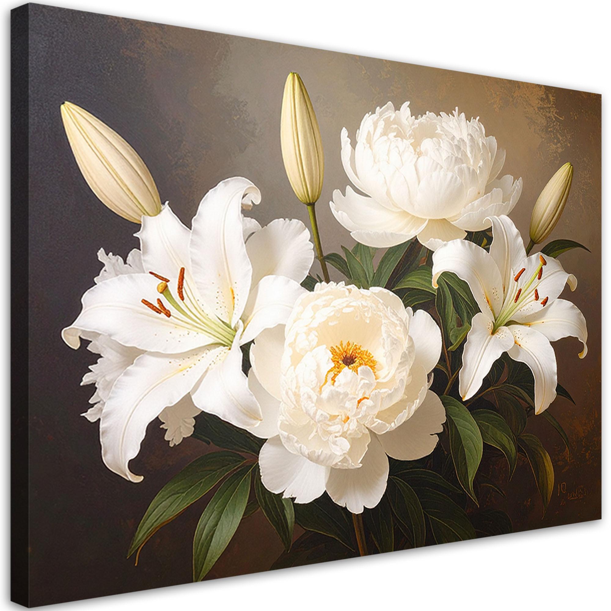 LEINWANDBILD Blumen 60x40cm - Braun, Textil (60/40cm) - Feeby