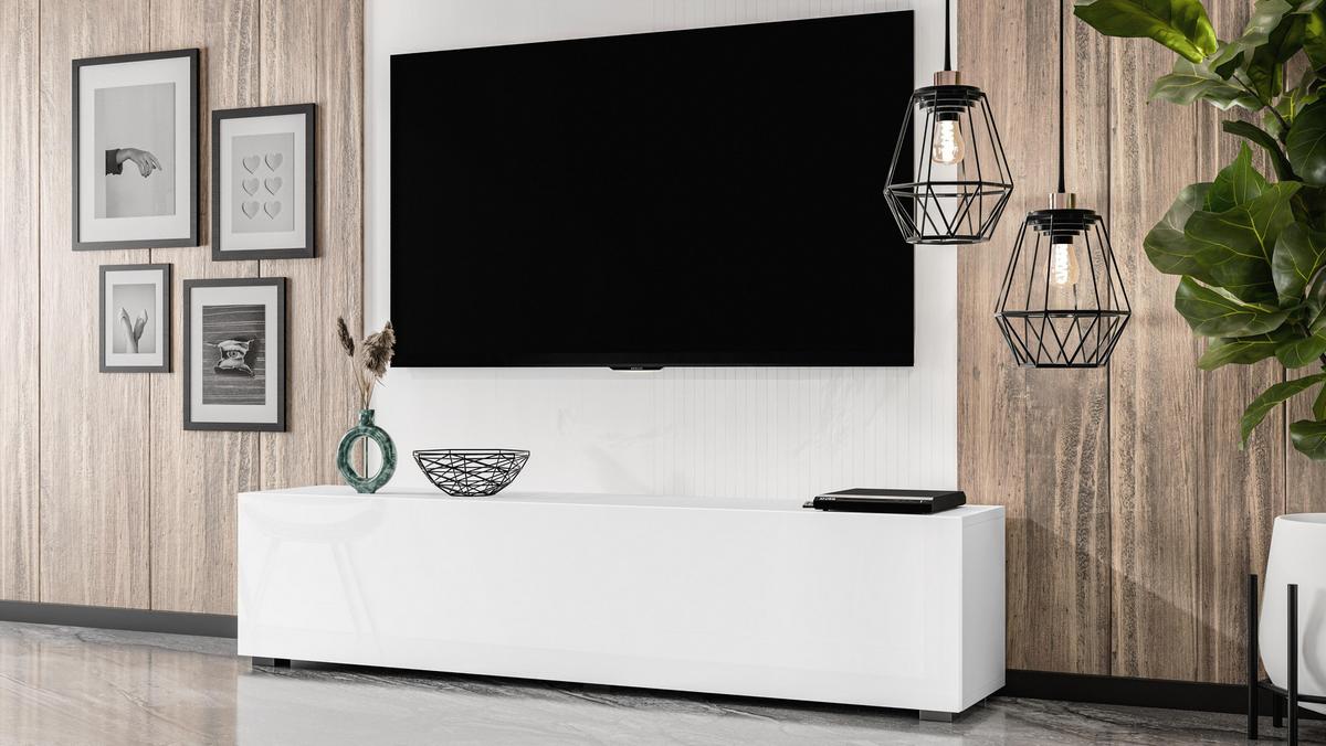 LOWBOARD ZIVOLLI 160 Weiß 160/36,5/32 cm – Hängend und Stehend - Weiß, Holzwerkstoff/Kunststoff (160/36.5/32cm) - AX Living