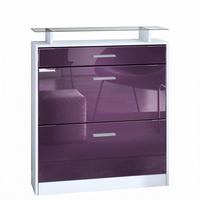 SCHUHSCHRANK Loret Front in Brombeer Hochglanz - Brombeere, Holzwerkstoff (89/104/23cm) - Vladon