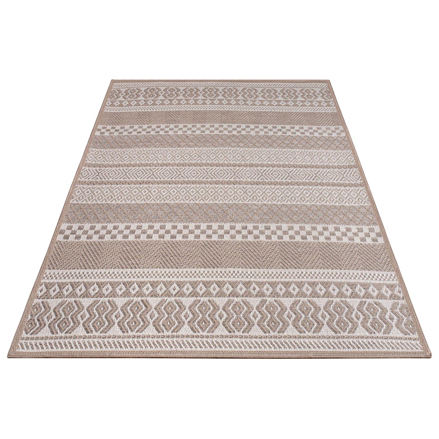 FLACHWEBTEPPICH, gestreift im Boho-Stil, Beige, 120 x 160 cm - Beige, Textil (160/120cm) - KADIMA DESIGN