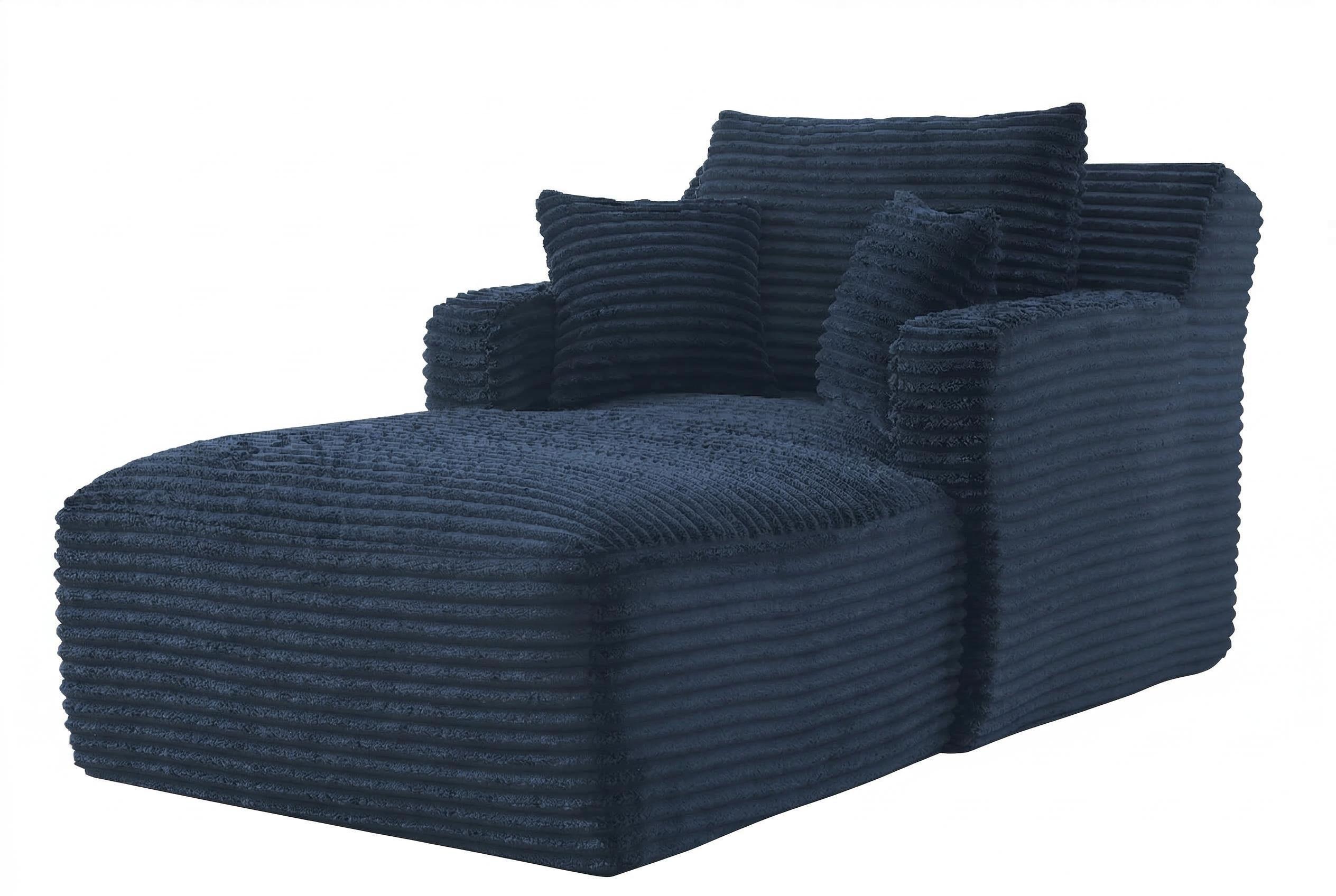 RELAXSESSEL aus Cord Modulare Chaiselongue & ohne Montage - Blau, Textil (33/127/33cm) - Urban Meuble