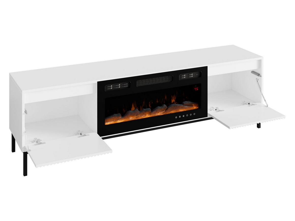 TV-LOWBOARD Ozmi 2K EF mit Kamin - Schwarz, Holzwerkstoff/Metall (174/52/40cm) - MIRJAN24