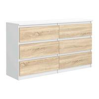 KOMMODE NUDO 120/78,5/39cm mit 6 Schubladen Türen Weiß - Weiß/Sonoma Eiche, Holzwerkstoff (120/78.5/39cm) - MASSENO