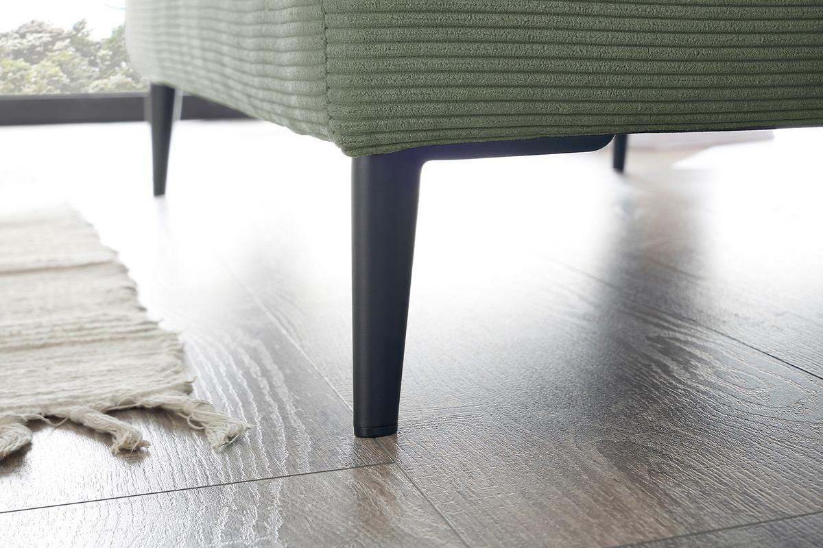 LONGSEAT CARA Grün Cord - Schwarz/Olivgrün, Textil/Metall (132/84/170cm) - KAWOLA