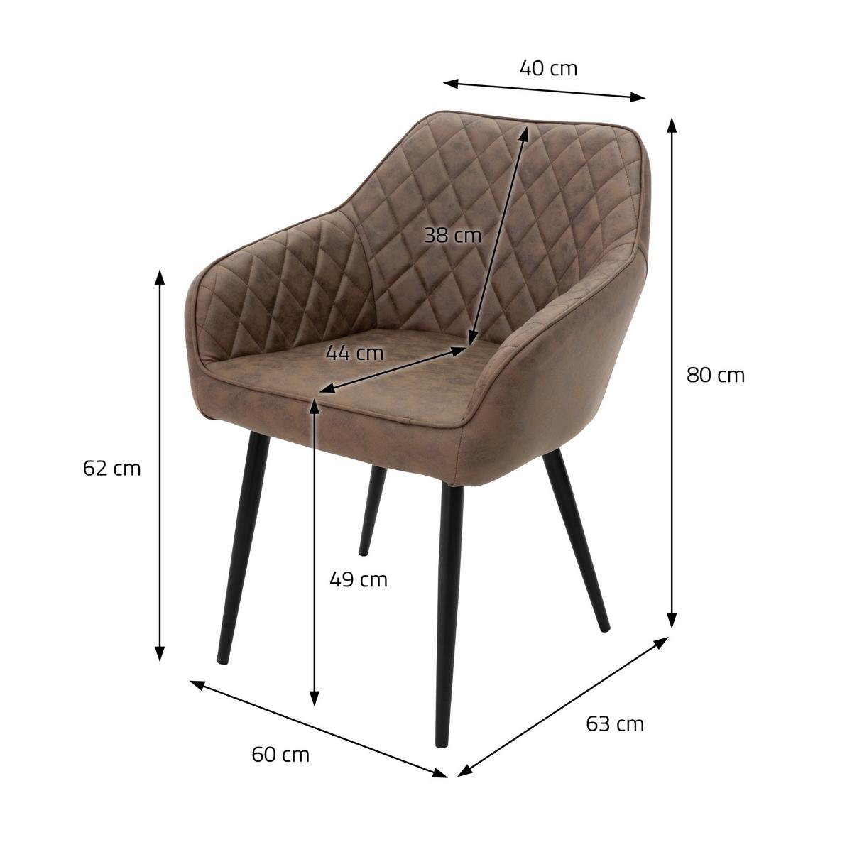 ESSZIMMERSTUHL 4er Set Braun Kunstleder - Schwarz/Braun, Kunststoff/Metall (60/80/63cm) - ML-DESIGN