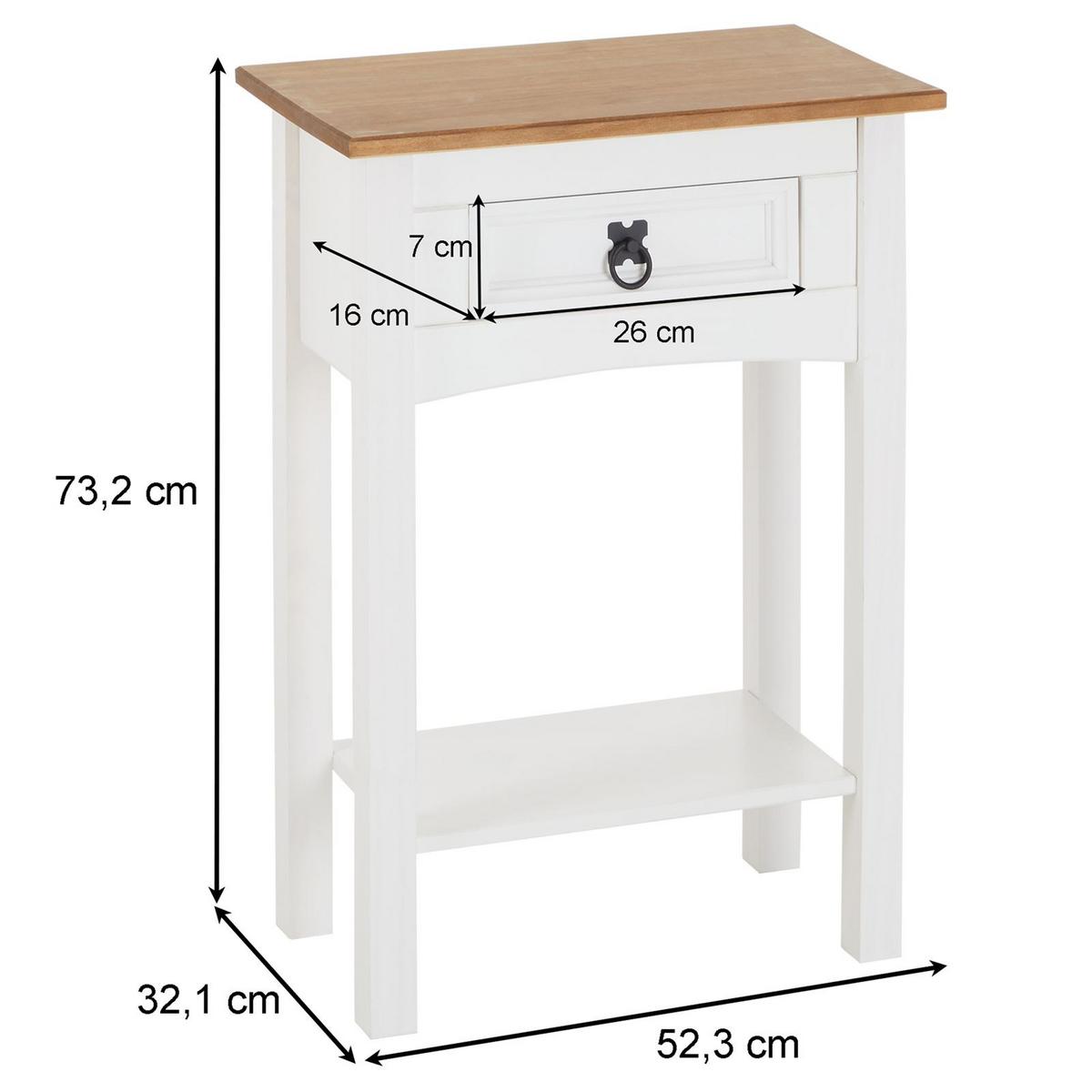 KONSOLENTISCH CAMPO weiß/braun - Weiß/Braun, Holz (32/53/73cm) - CARO-Möbel