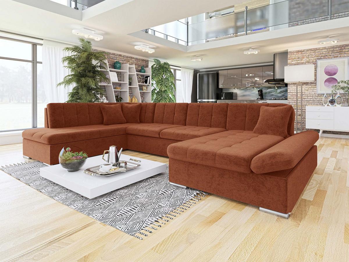 ECKSOFA Bergen, Seite: Rechts - Silberfarben/Terracotta, Holz/Textil (345/76/205cm) - MIRJAN24