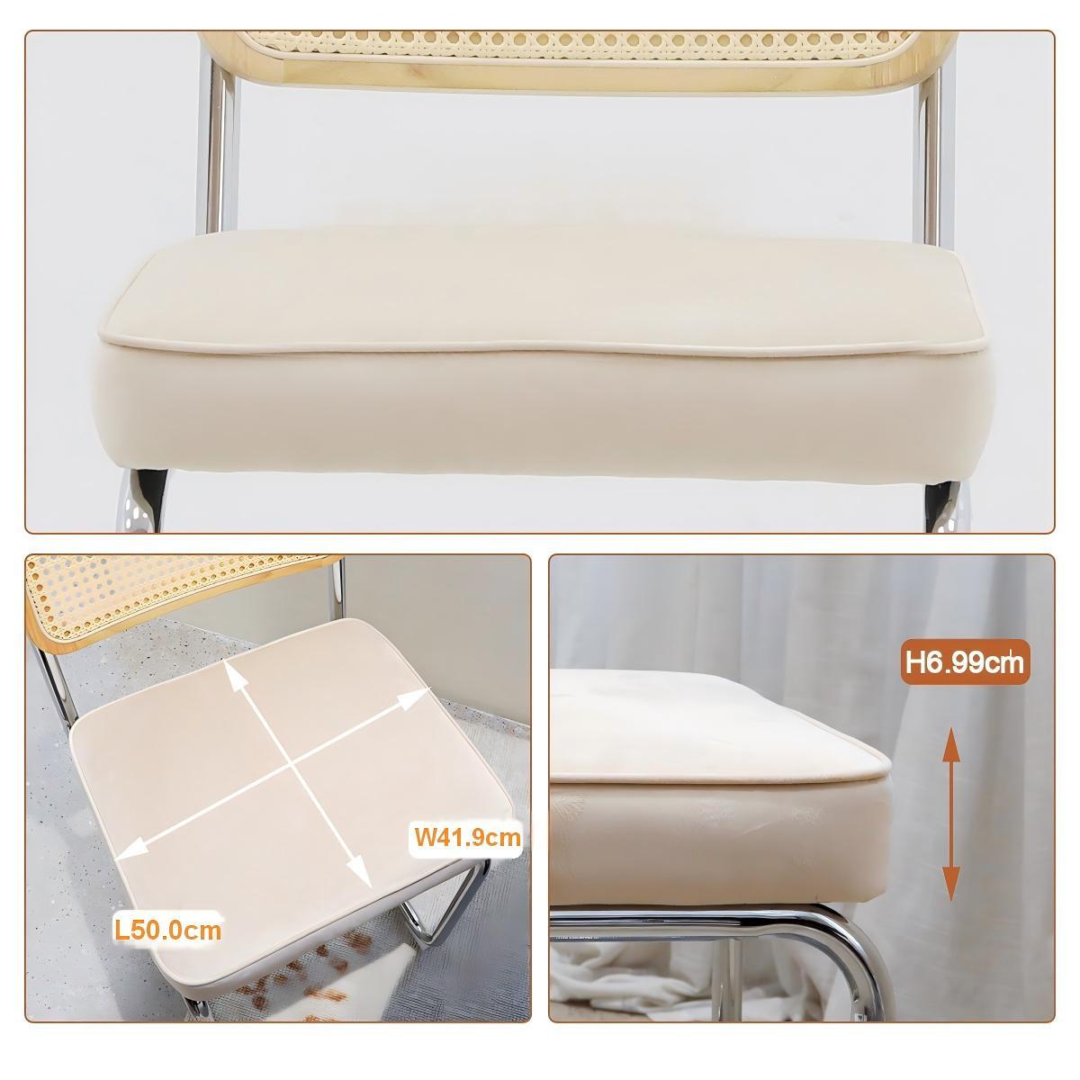 ESSZIMMERSTÜHLE 2er Set Freischwinger Rattan & Kunstleder - Beige, Leder (53/84.6/46.4cm) - Urban Meuble
